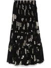 Chloé Floral Motif Maxi Silk Skirt In Black