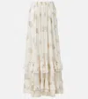 Chloé Metallic Silk Jacquard Maxi Skirt In White