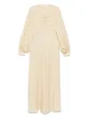 Chloé Pintucked Silk Crepe De Chine Midi Dress In Neutral
