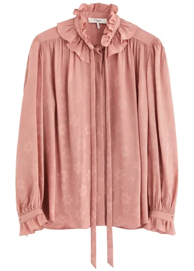 CHLOÉ CHLOE FLORAL-JACQUARD SILK BLOUSE