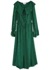 Chloé Ruffled Floral Silk Jacquard Midi Dress In Green Dark