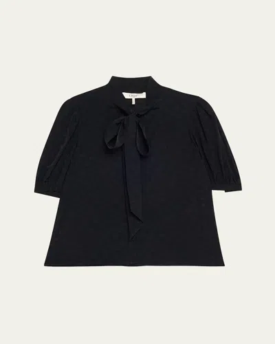 Chloé Floral Jacquard Tie-neck Blouse In Black