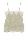 Chloé Silk Top With Drawstring Waist And Floral Pattern In Green