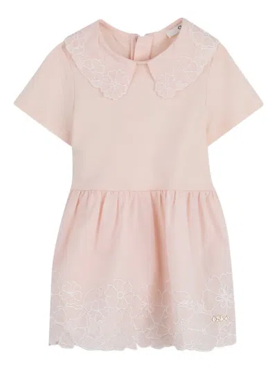Chloé Babies' Floral-lace Dress In Brown