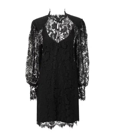 Chloé Floral-lace High-neck Dress In Black