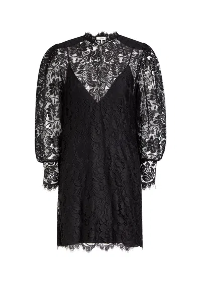Chloé Chloe Floral-lace Mini Dress In Black