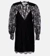Chloé Women Black Lace Long-sleeved Mini Dress In Black