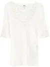 Chloé Floral-lace T-shirt In White