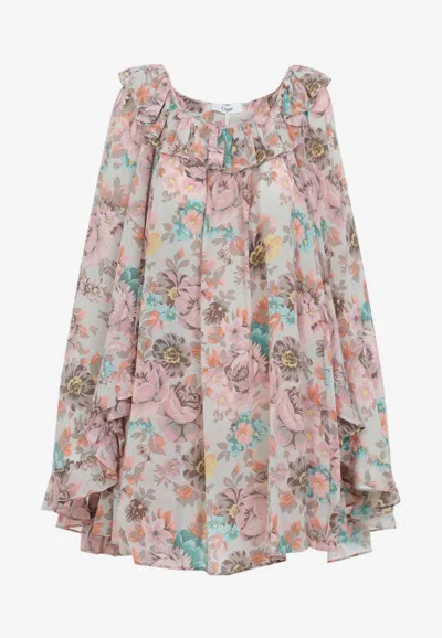 Chloé Floral Mini Dress In Multi