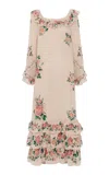 Chloé Floral Organic Silk Crepe De Chine Dress In Neutral