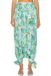 Chloé Floral-print Silk-jacquard Cropped Pants In Green