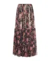 Chloé Sheer Overlay Tiered Floral Skirt In Black