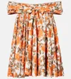 Chloé Off-the-shoulder Gathered Floral-print Cotton-poplin Mini Dress In Multi