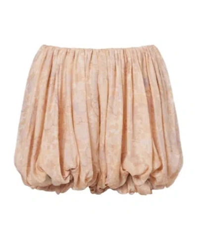 Chloé Floral Pleated Silk Charmeuse Shorts In Brown