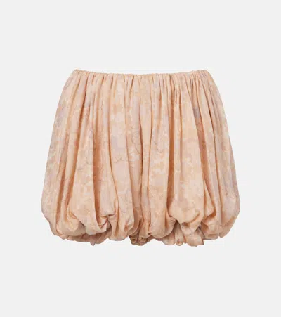 Chloé Floral Pleated Silk Charmeuse Shorts In Pink