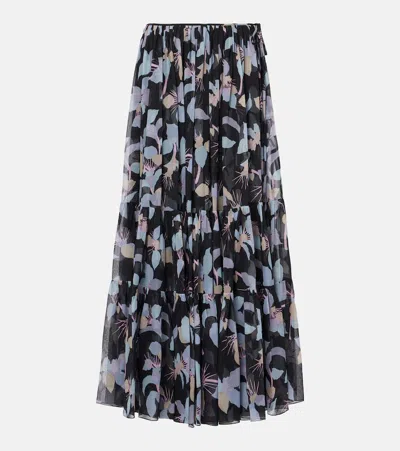 CHLOÉ CHLOÉ FLORAL PLEATED SILK MAXI SKIRT