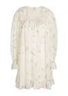 Chloé Chloe Floral-print Cotton Mini Dress In White