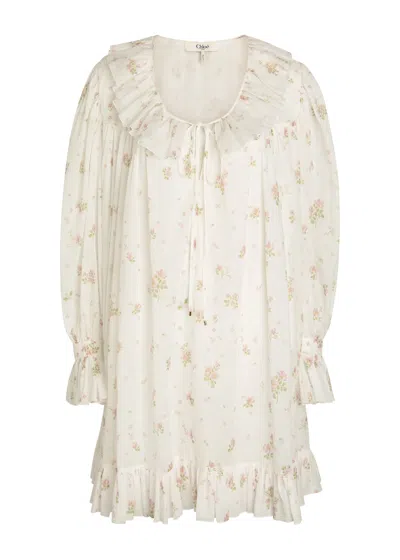 Chloé Chloe Floral-print Cotton Mini Dress