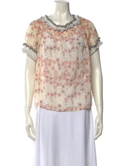 Pre-owned Chloé Floral Print Cowl Neck Blouse In Neutral
