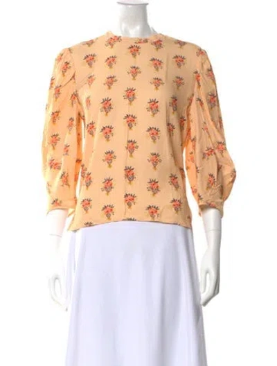 Pre-owned Chloé Floral Print Crew Neck Blouse In Orange