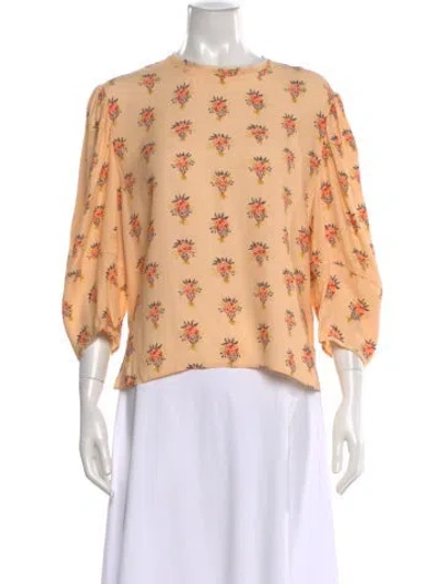 Pre-owned Chloé Floral Print Crew Neck Blouse In Orange