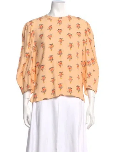Pre-owned Chloé Floral Print Crew Neck Blouse W/ Tags In Neutral