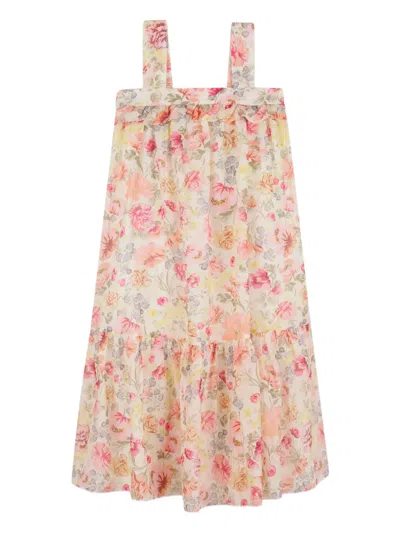 Chloé Kids' Floral-print Dress In Neutral