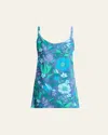Chloé Printed Cotton-jersey Mini Dress In Blue