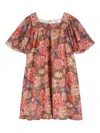 Chloé Kids Floral Ruffled Cotton And Silk Dress In Pink