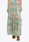 Chloé Pleated Tiered Floral-print Silk-chiffon Maxi Skirt