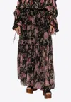 Chloé Sheer Overlay Tiered Floral Skirt