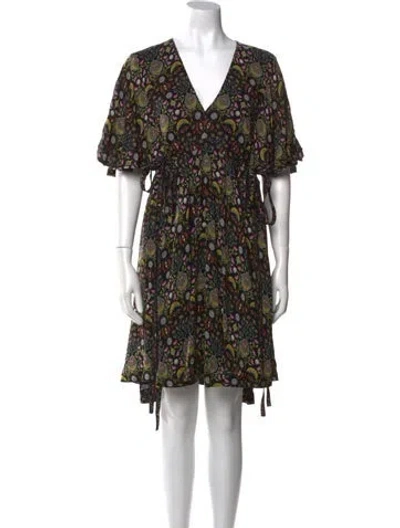Pre-owned Chloé Floral Print Knee-length Dress In Black