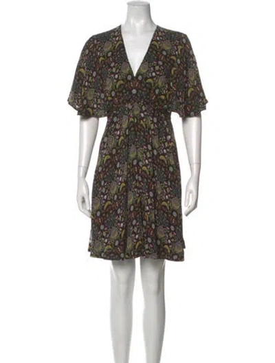 Pre-owned Chloé Floral Print Knee-length Dress In Black