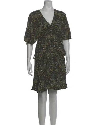 Pre-owned Chloé Floral Print Knee-length Dress In Black