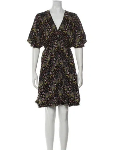 Pre-owned Chloé Floral Print Knee-length Dress In Black