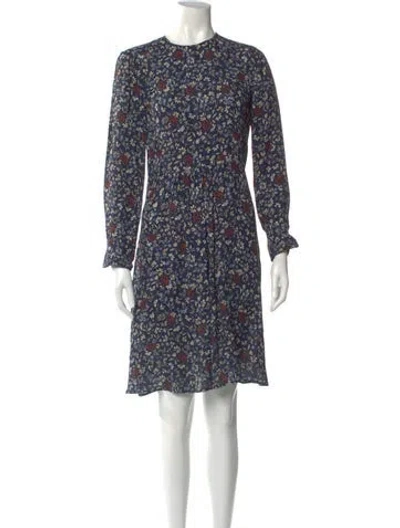 Pre-owned Chloé Floral Print Knee-length Dress In Blue