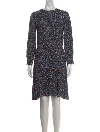 Pre-owned Chloé Floral Print Knee-length Dress In Blue