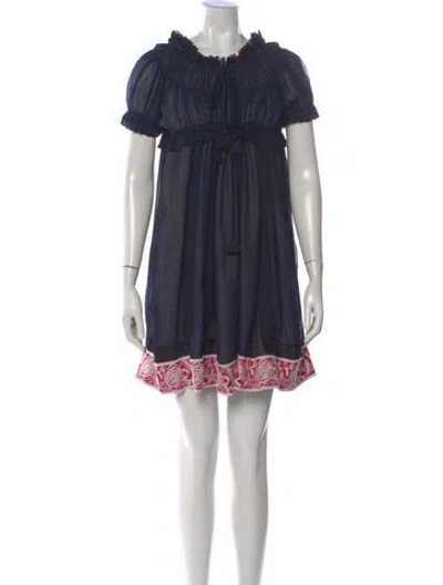 Pre-owned Chloé Floral Print Knee-length Dress In Blue