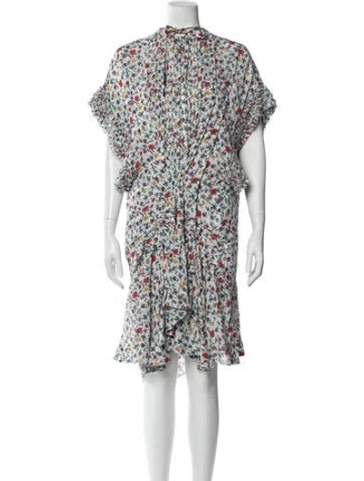Pre-owned Chloé Floral Print Knee-length Dress In White