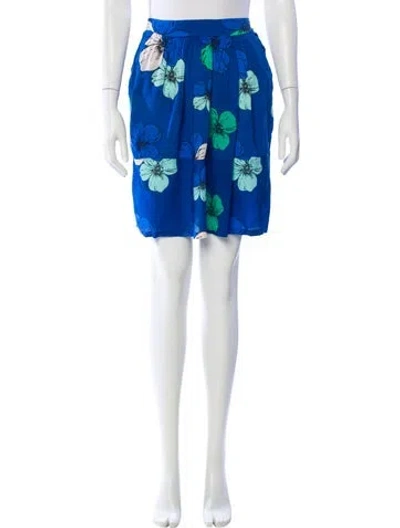 Pre-owned Chloé Floral Print Knee-length Skirt In Blue