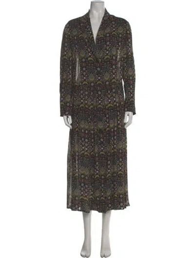 Pre-owned Chloé Floral Print Long Dress In Black