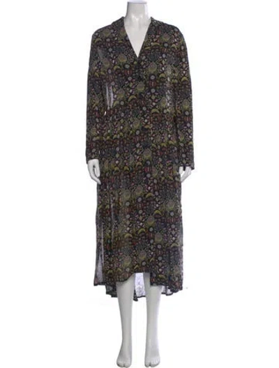 Pre-owned Chloé Floral Print Long Dress In Black