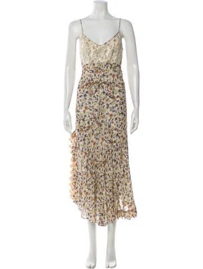 Pre-owned Chloé Floral Print Long Dress In Multi