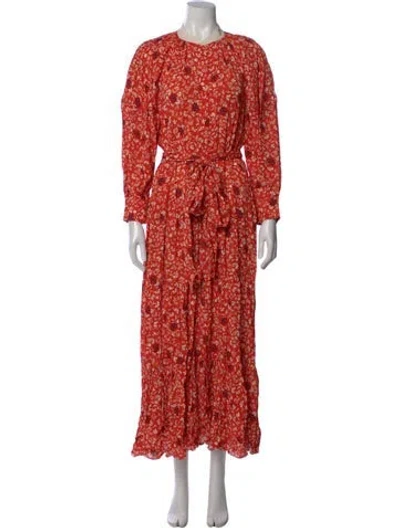 Pre-owned Chloé Floral Print Long Dress In Neutral