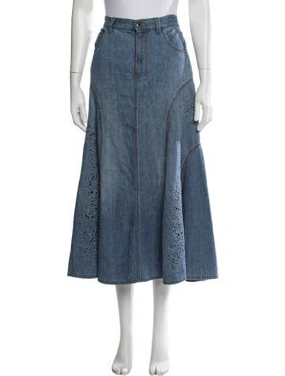 Pre-owned Chloé Floral Print Long Skirt In Blue