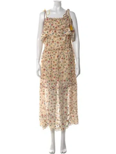 Pre-owned Chloé Floral Print Midi Length Dress In Neutral