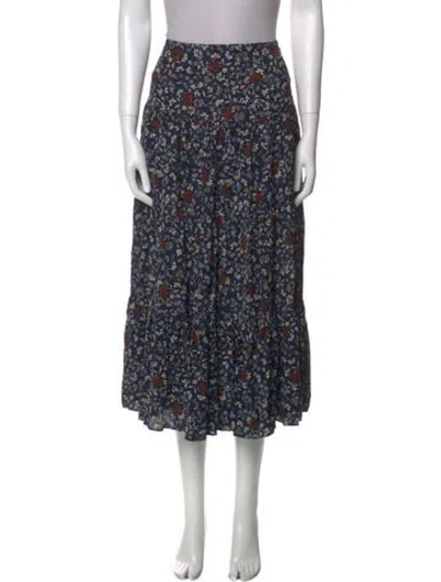 Pre-owned Chloé Floral Print Midi Length Skirt In Blue