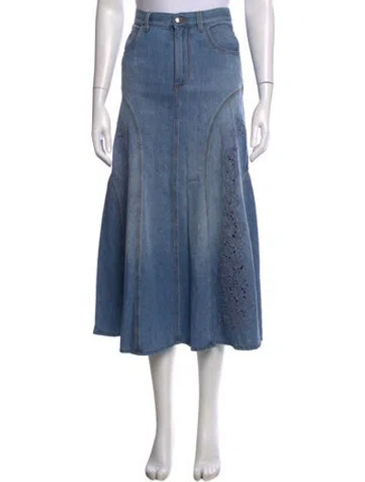 Pre-owned Chloé Floral Print Midi Length Skirt In Blue
