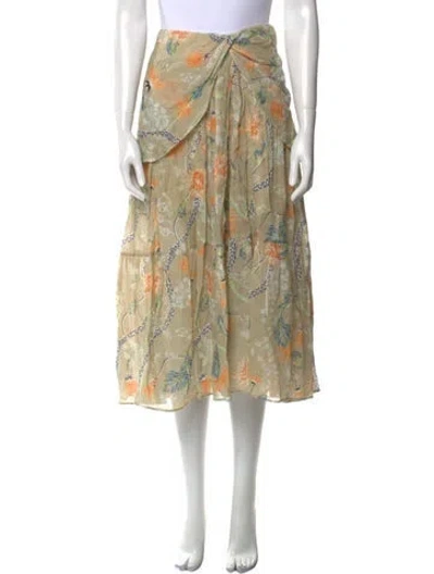 Pre-owned Chloé Floral Print Midi Length Skirt In Green