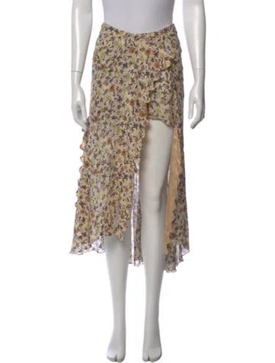 Pre-owned Chloé Floral Print Midi Length Skirt In Neutral